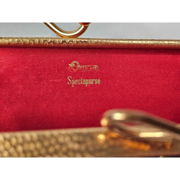 Vintage Opticase SpectaPurse Gold Clasp Geometric Pattern Rectangular Clutch - Picture 8 of 11